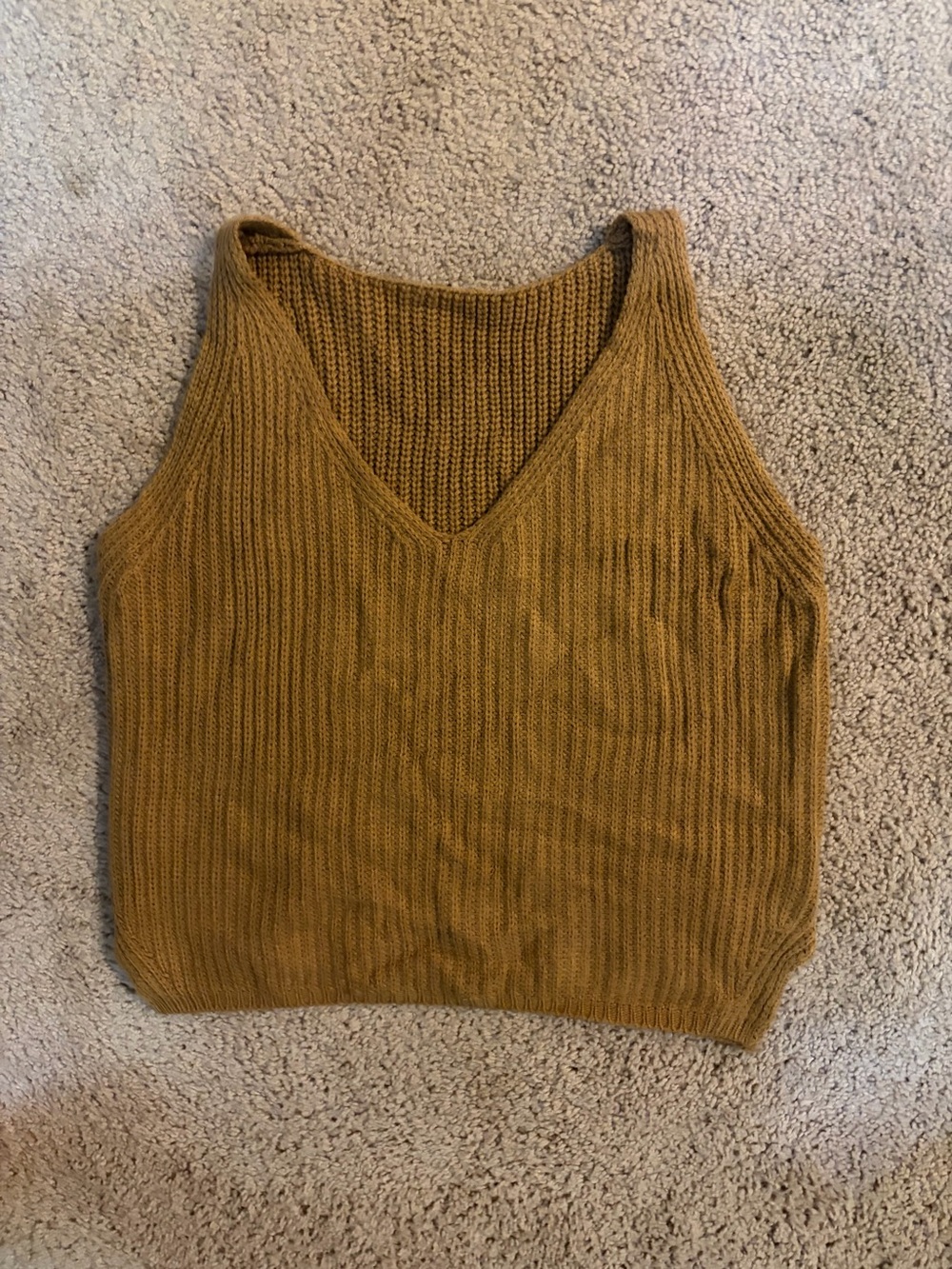 V-Neck Knit Tank Top in Mustard